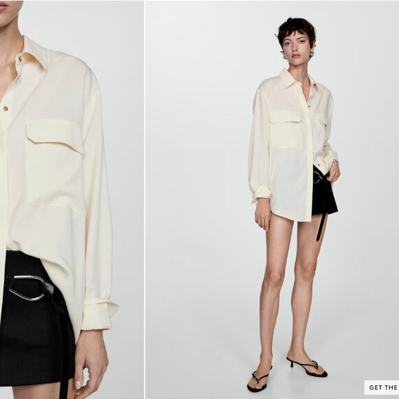 MANGO Oversized lyocell shirt - Picture 1 of 11